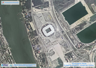 A picture taken from the International Space Station shows the Rostov Arena in Rostov-on-Don