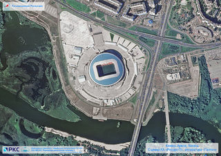 A picture taken from the International Space Station shows the Kazan Arena in Kazan