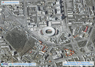 A picture taken from the International Space Station shows the Ekaterinburg Arena in Yekaterinburg