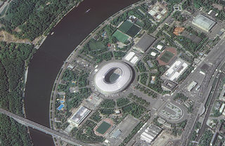 A picture taken from the International Space Station shows the Luzhniki Stadium in Moscow