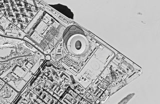 A picture taken from the International Space Station shows the Nizhny Novgorod Stadium in Nizhny Novgorod