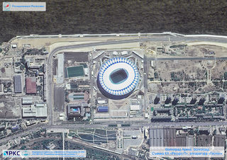 A picture taken from the International Space Station shows the Volgograd Arena in Volgograd