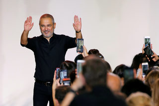 Designer Elie Saab appears at the end of his Haute Couture Fall/Winter 2018/2019 fashion show in Paris