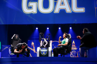 Mosaad 'MSDossary' Aldossary of Saudia Arabia reacts after scoring against Kurt 'Kurto411' Fenech of Malta in the Semi Final of the FIFA eWorld Cup 2018 at The O2 Arena in London