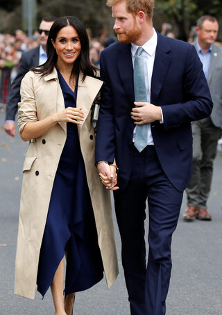 Britain's Prince Harry and his wife, Meghan, Duchess of Sussex, at the Royal Botanic Gardens in Melbourne