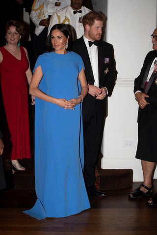Britain's Prince Harry and Meghan, the Duchess of Sussex, arrive for a reception and state dinner hosted by Fiji's President Jioji Konrote at Grand Pacific Hotel in Suva