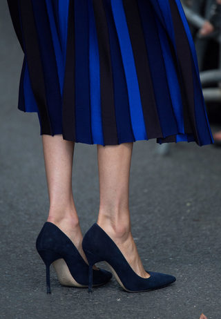 Detail view of the shoes worn by Meghan, Duchess of Sussex, during a walkabout in Rotorua on day four of the royal couple's tour of New Zealand