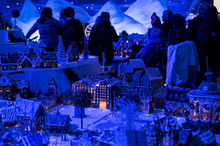 Miniature houses made of gingerbread are displayed at the traditional gingerbread town exhibition in Bergen