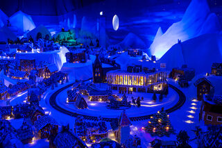 Miniature houses made of gingerbread are displayed at the traditional gingerbread town exhibition in Bergen