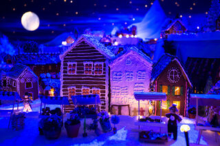 Miniature houses made of gingerbread are displayed at the traditional gingerbread town exhibition in Bergen