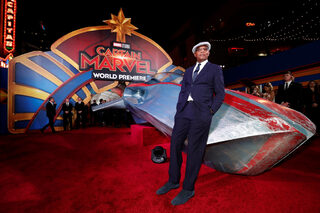 Cast member Samuel L. Jackson poses at the premiere for the movie "Captain Marvel" in Los Angeles