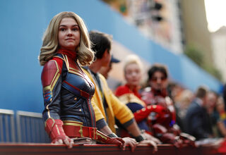Fans attend the premiere for the movie "Captain Marvel" in Los Angeles