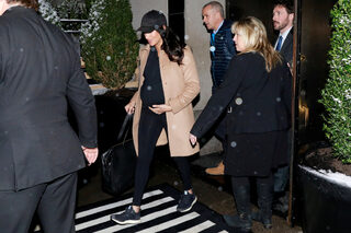 FILE PHOTO: Meghan Markle, Duchess of Sussex, exits The Mark Hotel following her baby shower in New York