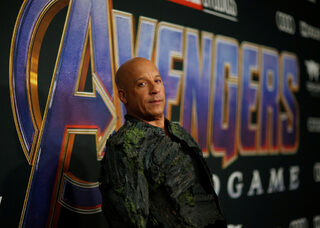 Actor Vin Diesel poses at the world premiere of the film "The Avengers: Endgame" in Los Angeles