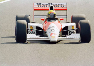 Senna of Brazil drives a McLaren-Honda during qualifying practice for Formula One Japanese Grand Prix at Suzuka Circuit in central Japan, Oct. 20, 1990 Take Pole.jpg