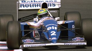 Senna of Brazil steers a Williams-Renault during morning practice session Saturday, April 16, 1994 for the Formula One Pacific Grand Prix at the TI Circuit Aida.jpg