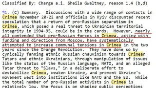 От Wikileaks: Русия дестабилизира Крим от години