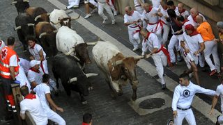 Фотогалерия: Да тичаш пред рогата на бика и още необичайни традиции от "<span class="highlight">Сан</span> <span class="highlight">Фермин</span>"
