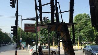 Изгоряла бивша полицейска кабина в София
