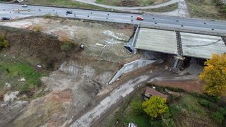 Строителство на моста на СОП при с. Казичене от дрон