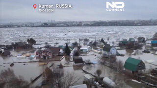 Бедственото положение в руския град Курган заради наводненията (видео)