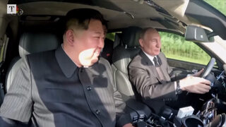 Видео показва Путин и Ким в добро настроение, докато се возят взаимно в <span class="highlight">лимузина</span>