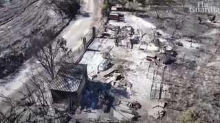 Кадри от дрон показват опустошенията от пожарите край Атина