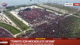 Многохилядният митинг в Истанбул в подкрепа на арестувания лидер на опозицията Имамоглу (видео)