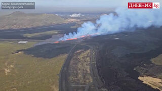 Поглед отвисоко: Отново изригна <span class="highlight">вулкан</span> в Исландия (видео)