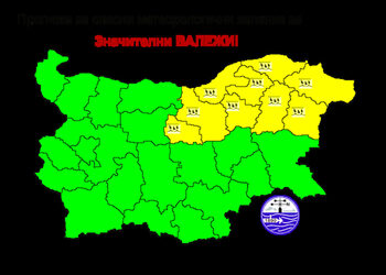 Жълт код за значителни валежи е обявен за 9 области