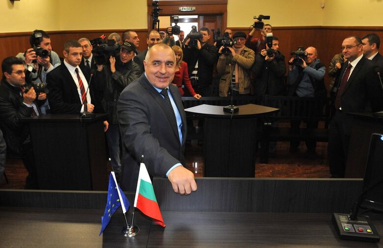 Бойко Борисов при откриването на специализирания съд през 2012 година. Тогава той и вътрешният министър Цветан Цветанов, както и тогавашният главен прокурор Борис Велчев предрекоха на специализирания съд светло бъдеще.