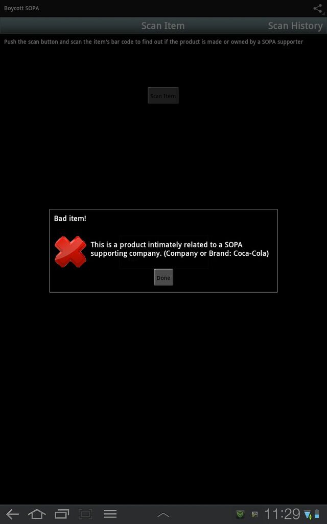 Приложение за Android позволява да бойкотирате поддръжниците на скандалния закон SOPA