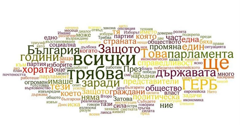 Най-често употребяваните думи в словото на Сергей Станишев