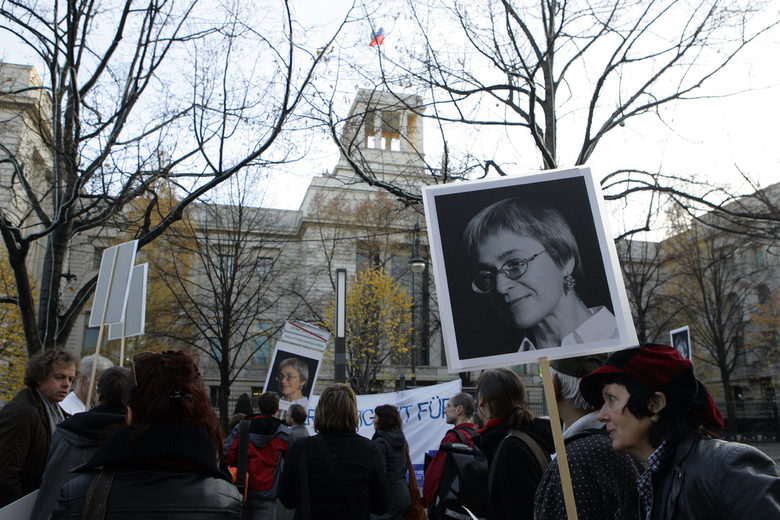 Митинг в памет на Анна Политковская пред посолството на Русия в Берлин, 2006 г.