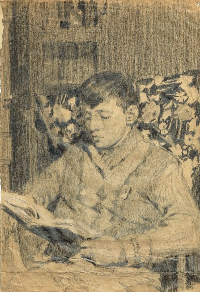 "Георги чете", ок. 1954, молив, хартия