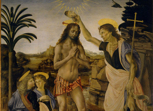 А. Верокио и Л. да Винчи, Кръщението на Христа, 1475 г