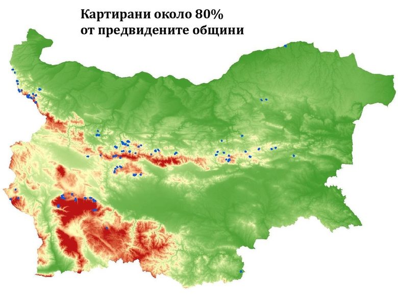 Изследваните от WWF - България, стари гори са в общините, отбелязани със сини точки. Изследваните от WWF - България, стари гори са в общините, отбелязани със сини точки.