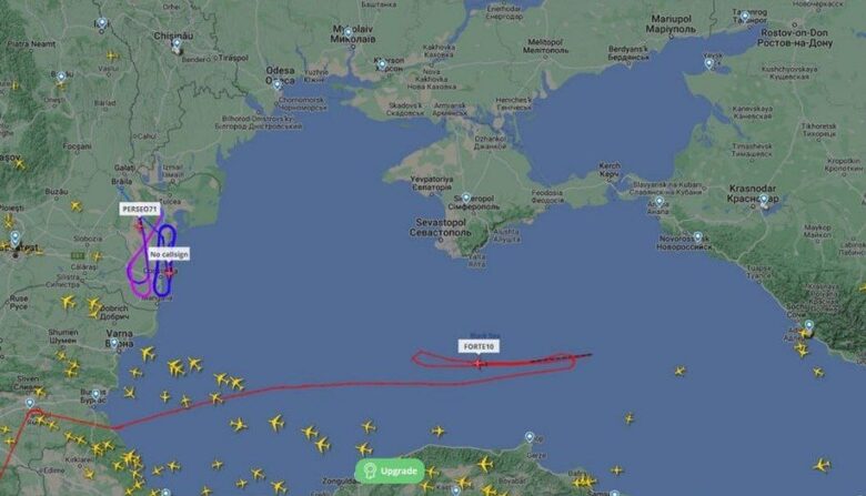 Според платформата за проследяване на полети Flightradar24 това е маршрутът на американския дрон и инцидентът е станал по-близо до турския бряг, отколкото до бреговете на Крим. Според платформата за проследяване на полети Flightradar24 това е маршрутът на американския дрон и инцидентът е станал по-близо до турския бряг, отколкото до бреговете на Крим.