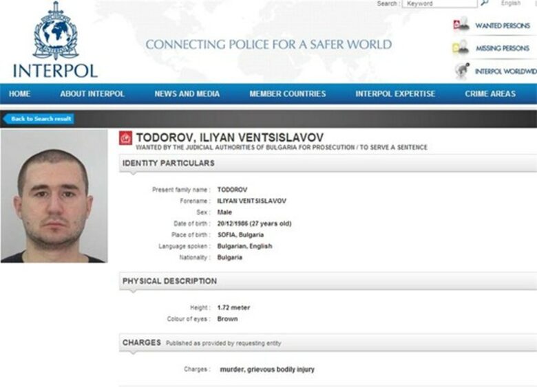 Снимката и данните за Илиян Тодоров в сайта на Интерпол бяха свалени малко след като властите в Такшент съобщиха, че е арестуван.