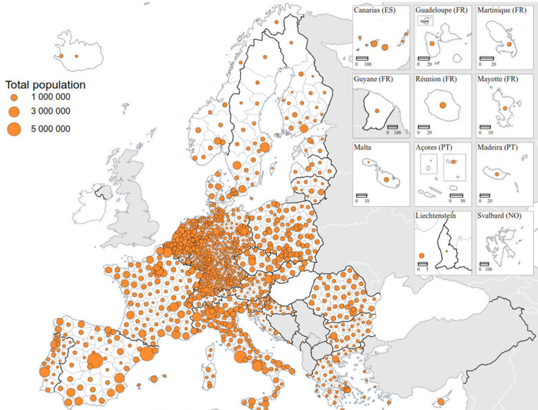  Общо население (2021 година, по райони NUTS 3) 