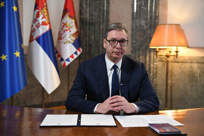 Сръбският президент Александър Вучич след подписването на указа за изборите