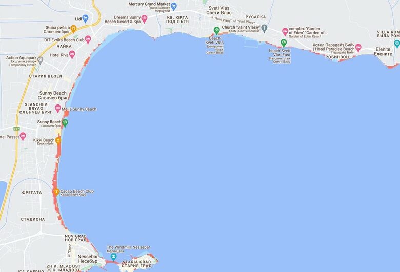 Почти цялата сегашна плажна ивица на Слънчев бряг е вероятно да се окаже под нивото на прилива в края на това десетилетие.