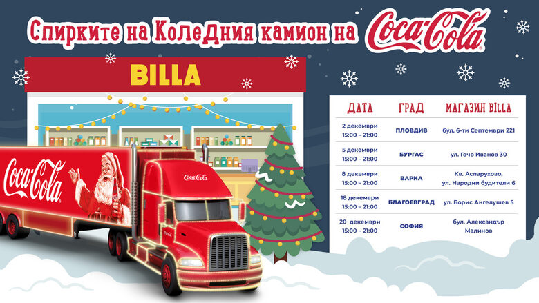 "BILLA България" посреща коледния камион на Coca-Cola