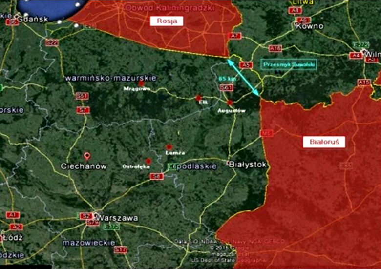 Коридорът Сувалки между Полша и Литва е широк само малко повече от 120 км.