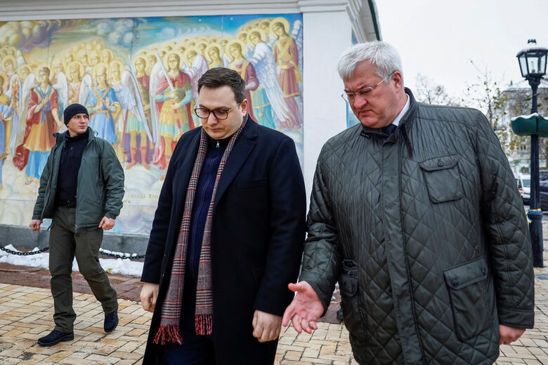 Ян Липавски заедно с украинския външен министър Андрий Сибиха в Киев