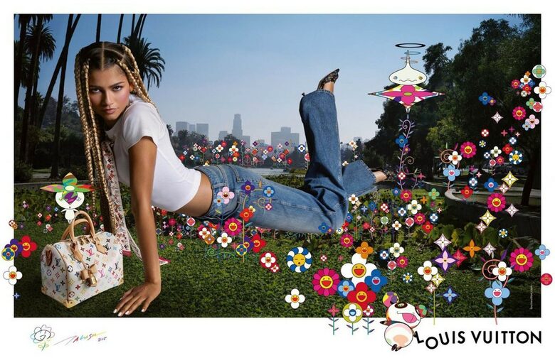 Зендея в кампанията на Louis Vuitton × Murakami. Зендея в кампанията на Louis Vuitton × Murakami.