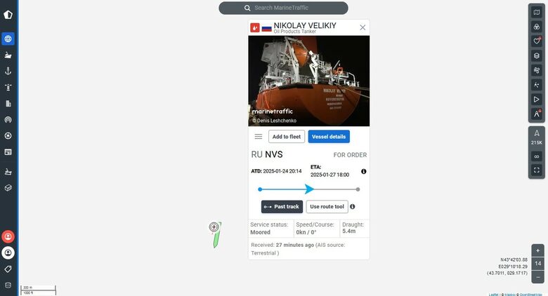 Данни за положението на "Николай Великий" в края на януари т.г.