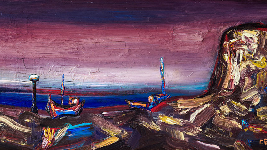 Георги Баев (1924 – 2007), Море, 1988, маслени бои, фазер, 30 х 64 см