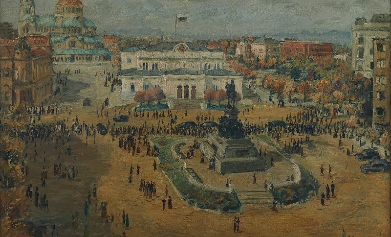 ЗЛАТЮ БОЯДЖИЕВ (1903–1976), Площад "Народно събрание", 1945 г., маслени бои върху платно, 78х96, СГХГ
