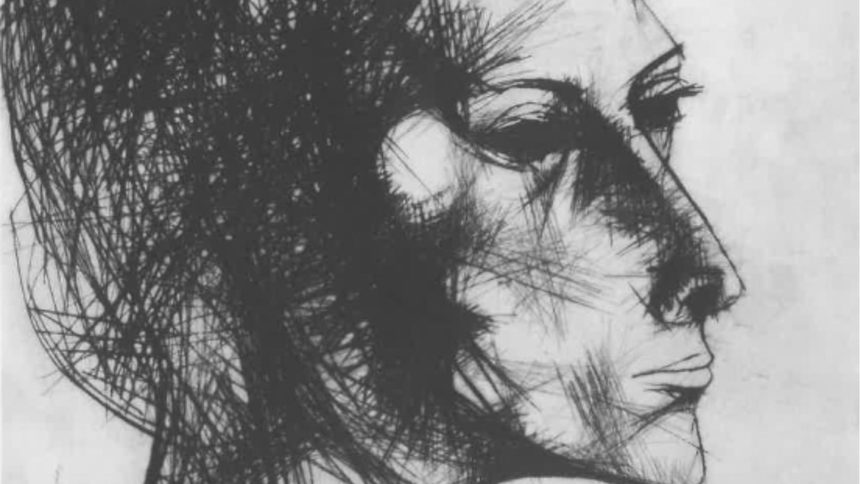 Глава на жена, детайл, суха игла, Иван Нинов, 1973